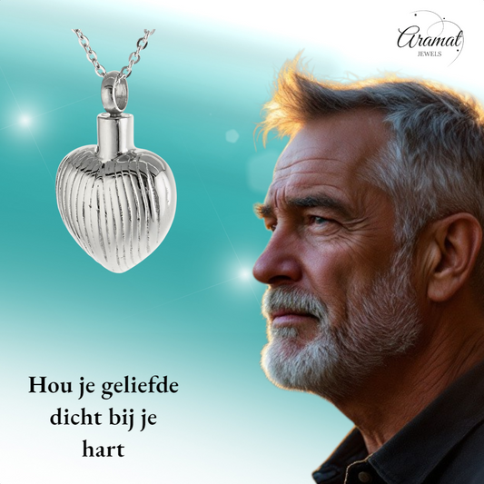 Ashanger hartjes zilverkleurig β strepen & herinnering