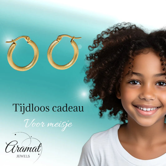 Boucles d'oreilles créoles en acier à motif diamant, couleur or