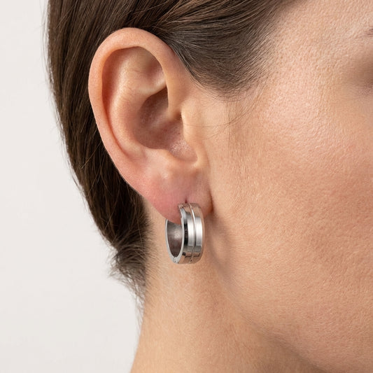 Oorringen – 20mm RVS Met Gleuf Zilverkleur Unisex