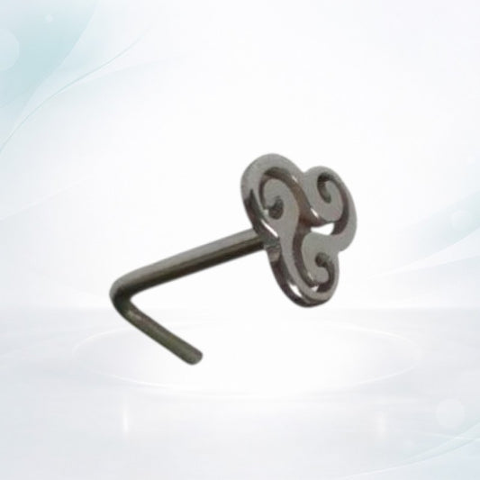 Aramat Jewels silver-tone steel L-shaped nose piercing with a 4mm spiral design.