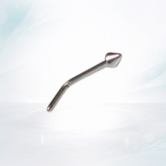 Aramat Jewels silver-tone steel L-shaped nose stud with a 2mm spike.