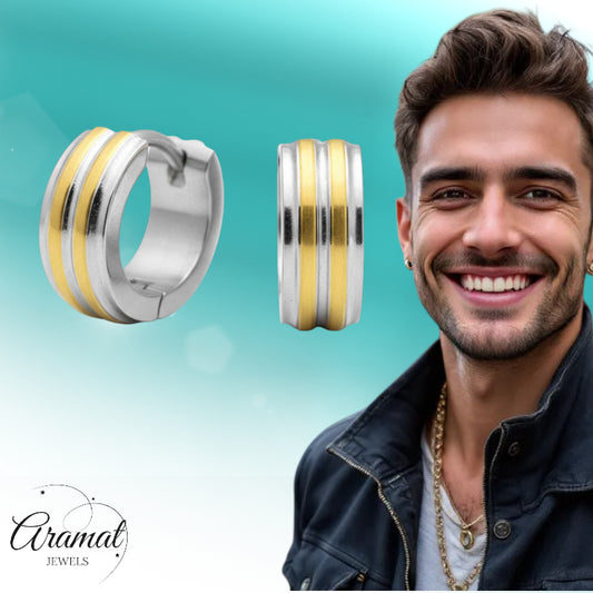 Boucles d'oreilles créoles pliables bicolores en acier inoxydable pour enfants, 10 mm