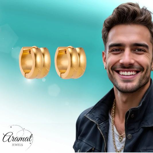 Boucles d'oreilles créoles - Acier à une seule bande couleur or (13 mm)