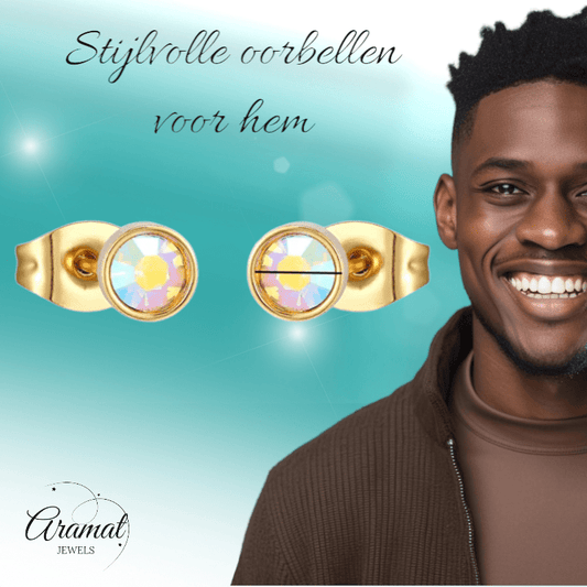 Goudkleurige AB kristal oorbellen – 5 mm - oor2752 - XE71662 - Oorbellen kopen# - 5mm - AB - AB Transparant