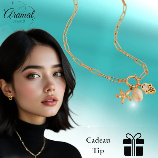 Goudkleurige ketting met verwisselbare bedels – 45 cm - ket1173 - 683680 - Halskettingen kopen# - 45cm - alles - Bedelketting