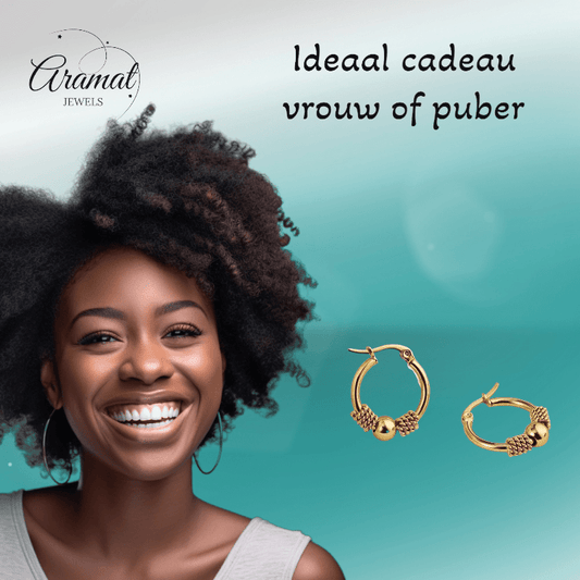 Goudkleurige RVS Bali Oorringetjes 23x22mm – Kleine Hoops voor Dames - oor6359 - 514435 - Oorringen kopen# - 23mm - alles - bali