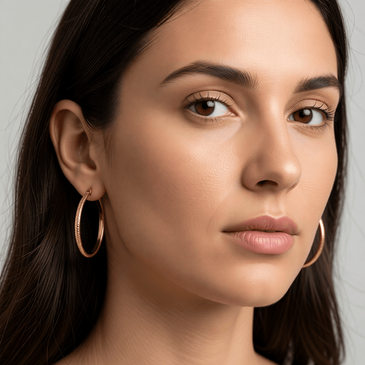 Goudkleurige RVS Oorringen met Puntjes Motief 25mm - Aramat Jewels - Oorringen - cadeautip