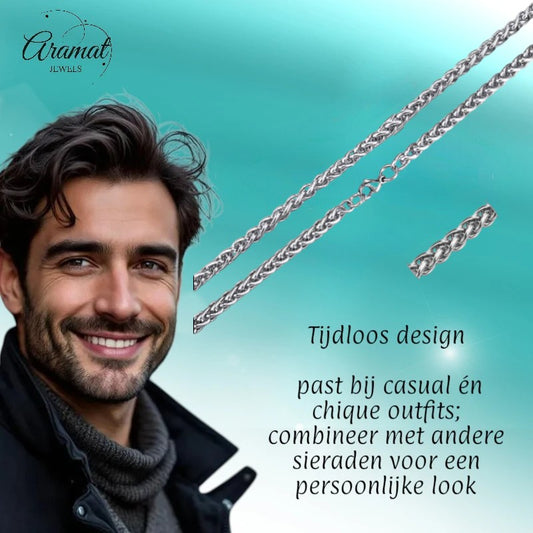 Vossenstaart Halsketting RVS 65 cm – 6 mm