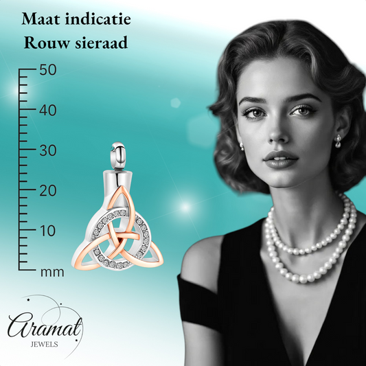 Pendentif celtique en frêne, acier et cristal