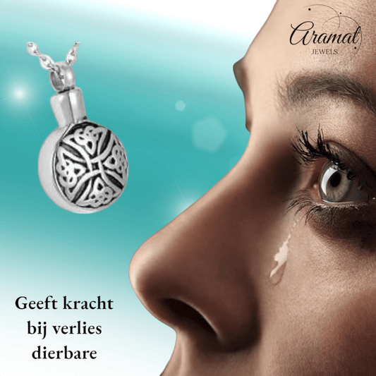 Keltische ronde ashanger staal triquetra zwart - Aramat Jewels - Gedenkhangers - cadeautip