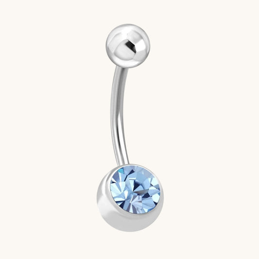 Luxe Stalen Navelpiercing met Blauwe Zirkonia