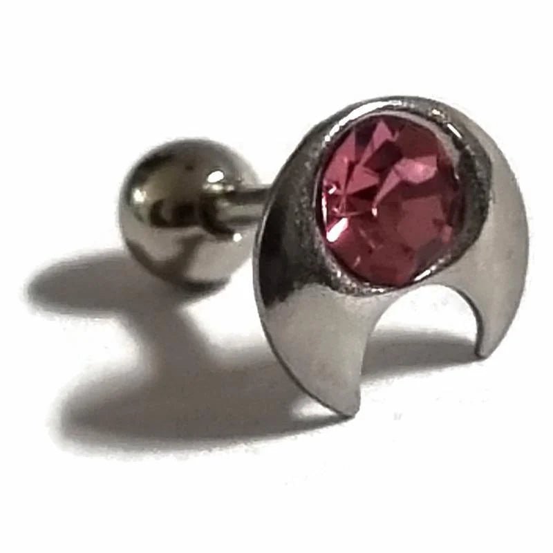 Een paar oorbellen van zilver en rode stenen