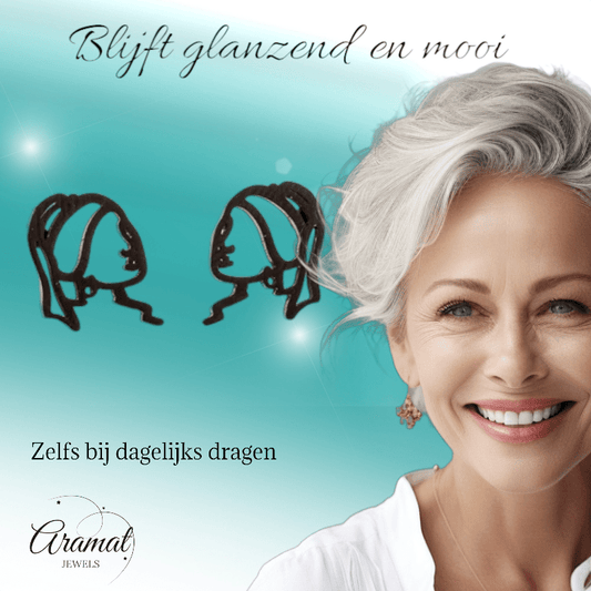 Meisje met de Parel Oorstekers Zwart RVS - oor6395 - 638453 - Oorbellen kopen# - 12mm - alles - cadeau