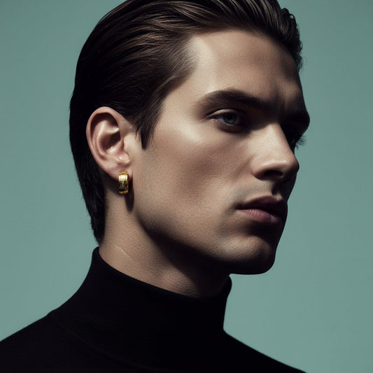 Kleine RVS Oorringen Grieks Motief Goudkleur 13mm