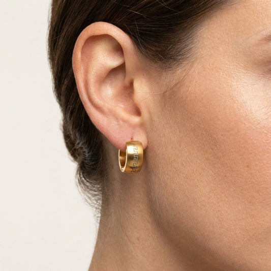 Oorringen – 20mm Grieks Symbool RVS Goudkleur Unisex - Aramat Jewels - Oorringen - cadeautip