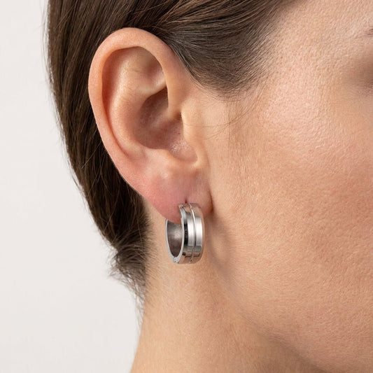 Oorringen – 20mm RVS Met Gleuf Zilverkleur Unisex - Aramat Jewels - Oorringen - cadeautip