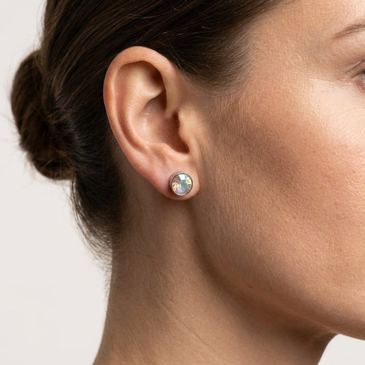 Oorstekers – Staal Kristal AB Transparant Zilverkleur (7mm) - Aramat Jewels - Oorbellen - cadeautip