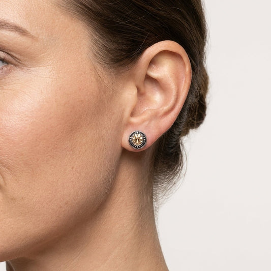 Oorstekers – Sterling Zilver Bali Etnisch Champagne Kristal 7mm Dames - Aramat Jewels - Oorbellen - cadeautip