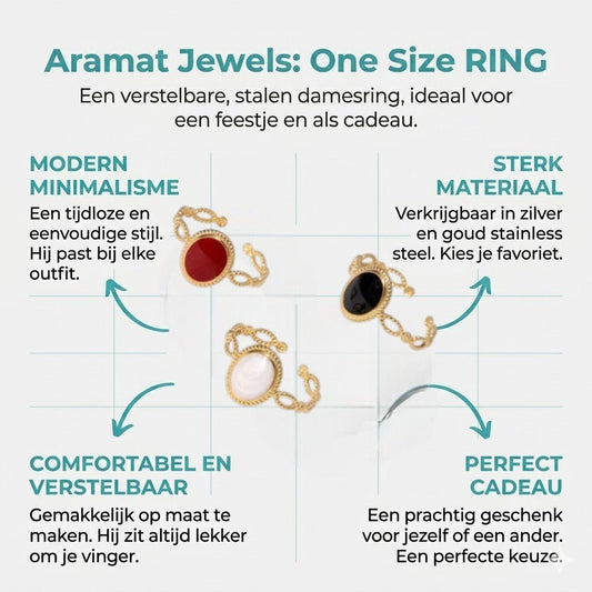 Open Ring RVS Ovaal Emaille met Dot Reliëf (Goudkleurig) - Aramat Jewels - Ringen - cadeautip