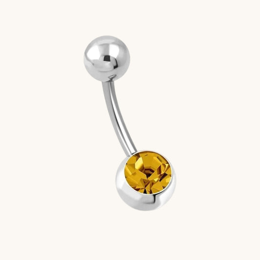 Oranje-bruine Stalen Navelpiercing met Zirkonia
