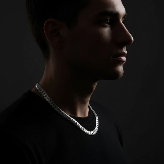 Platte Brede Gourmet Ketting 7mm Zilverkleurig Staal - Aramat Jewels - Halskettingen - cadeautip