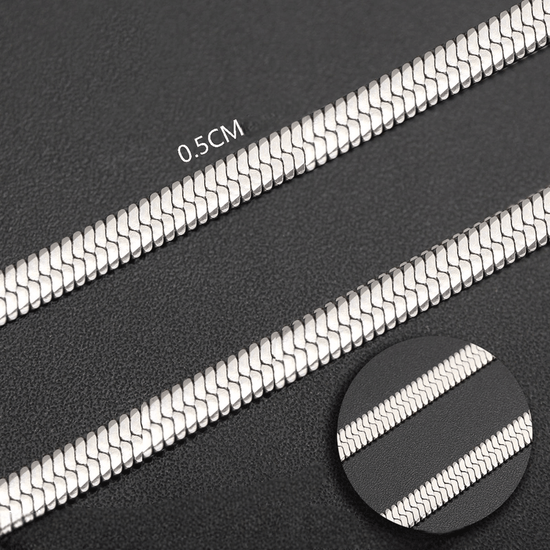 Platte Slangenketting Zilverkleurig Staal - Elegante Snake Chain - Aramat Jewels - RVS Sieraden - Halskettingen - cadeautip