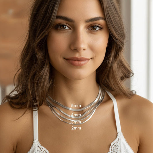 Platte Slangenketting Zilverkleurig Staal - Elegante Snake Chain - Aramat Jewels - RVS Sieraden - Halskettingen - cadeautip