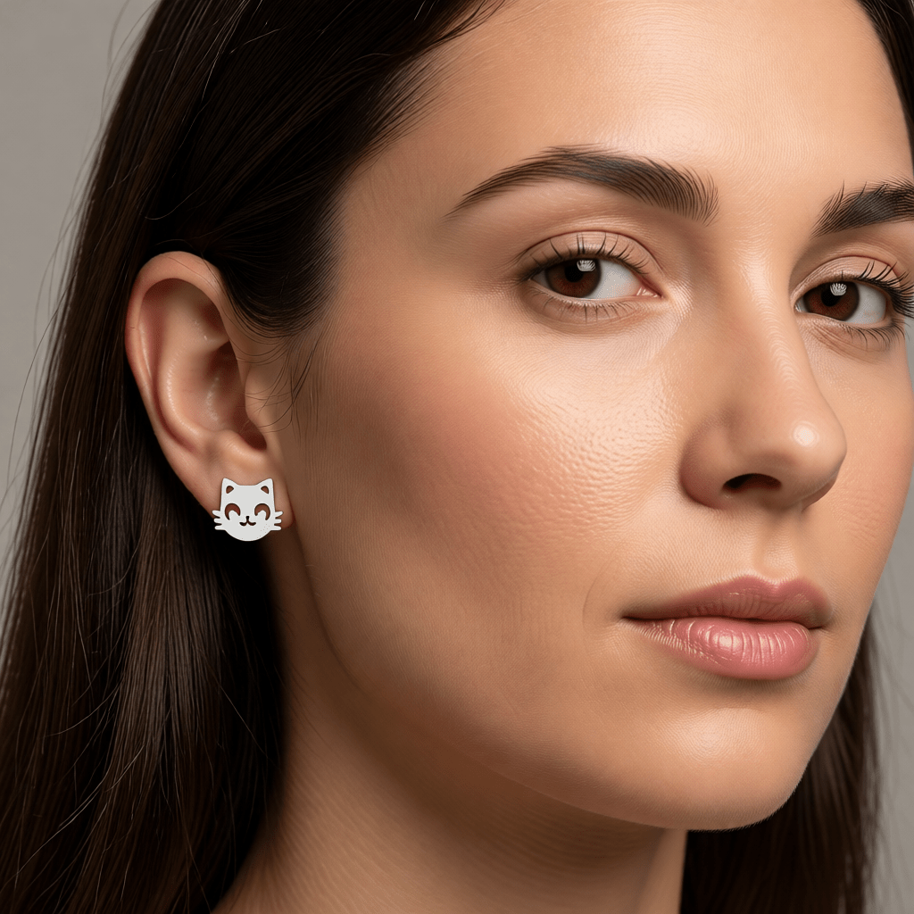 Poes en Muis Oorbellen 10mm Zilverkleurig Staal - Aramat Jewels - Oorbellen - cadeautip