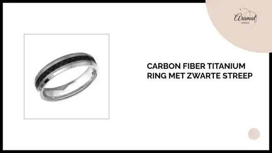Carbon Fiber Titanium Ring met Zwarte Streep by@Outfy