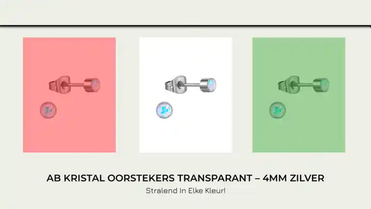 AB kristal oorstekers transparant – 4mm zilver by@Outfy