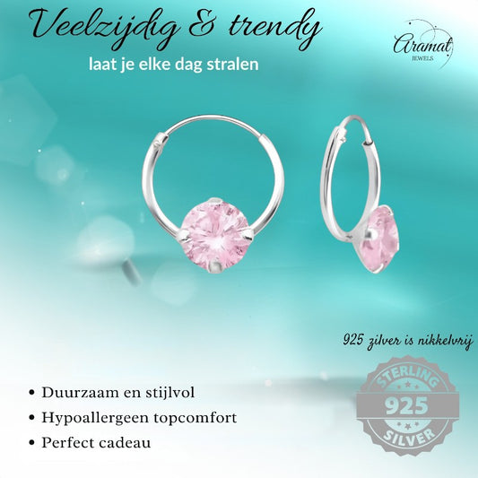 Boucles d'oreilles enfant en zircon rose