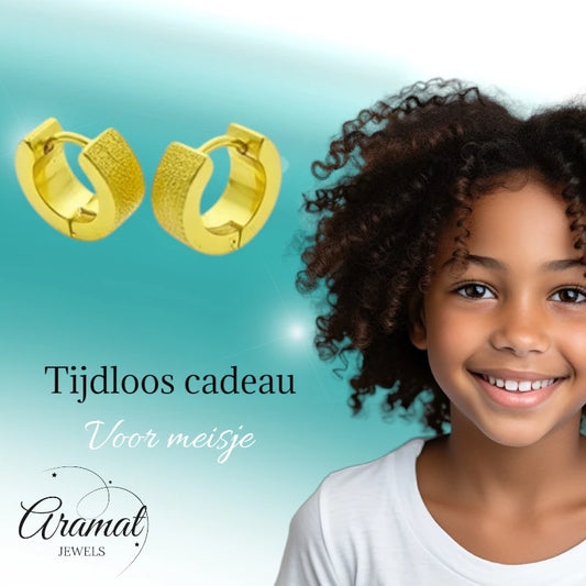 Boucles d'oreilles – Acier sablé couleur or (11 mm)