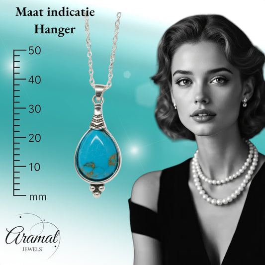 Collier bohème pour femme, pendentif goutte bleu ciel 33 mm