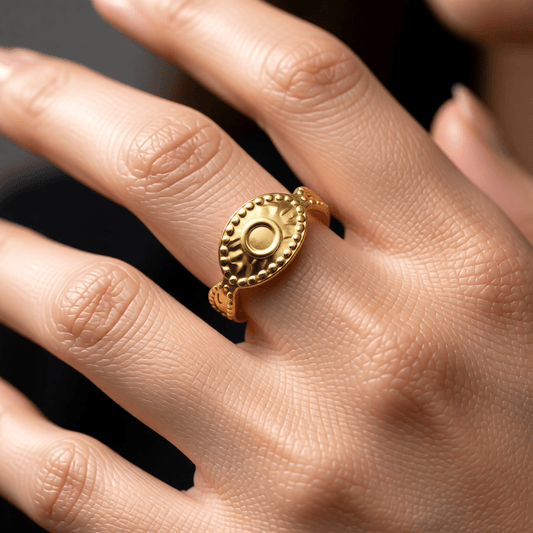 RVS Verstelbare Ring - Oog Motief met Dots - One Size - Aramat Jewels - Ringen - cadeautip