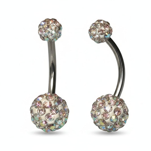 Shamballa Navelpiercing AB Kristal - Zilverkleur - Aramat Jewels - RVS Sieraden - Piercings - cadeautip