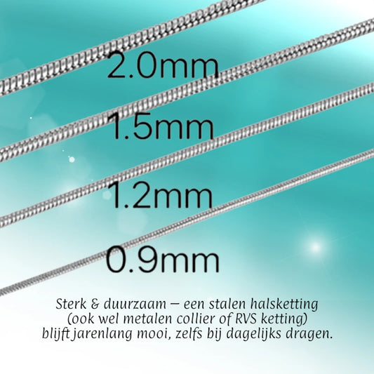 Chaîne serpent en acier inoxydable argenté 45-60 cm - Chaîne à maillons flexibles pour femme