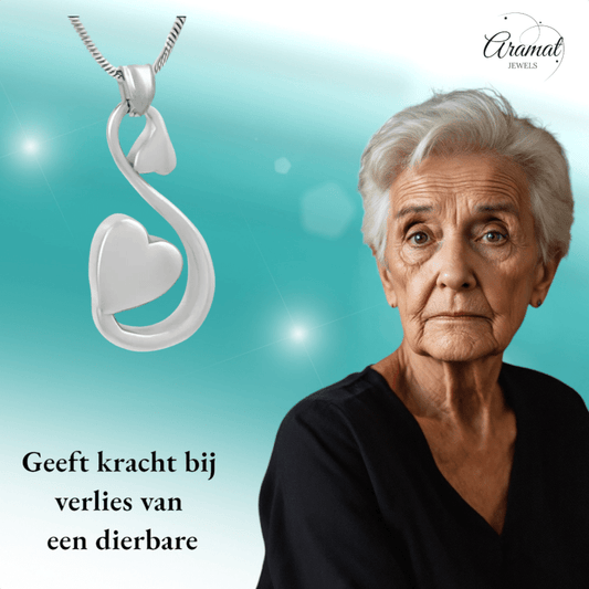 Stalen Ashanger Sierlijk Hart β Zilverkleurig - hang402 - Gedenkhangers kopen# - 38mm - alles - ashangers