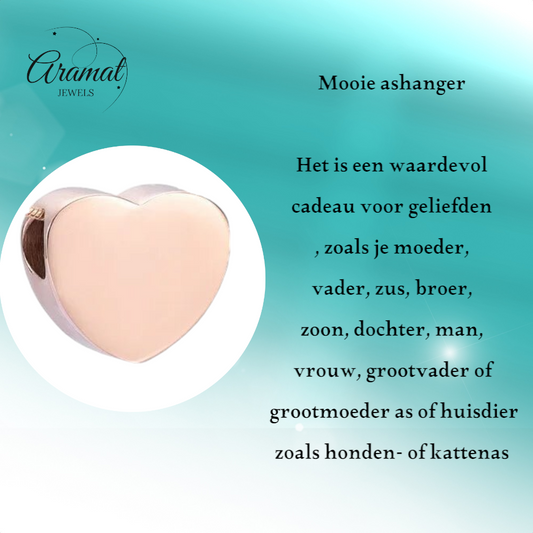 Pendentif cœur en frêne rose – acier inoxydable 13 mm