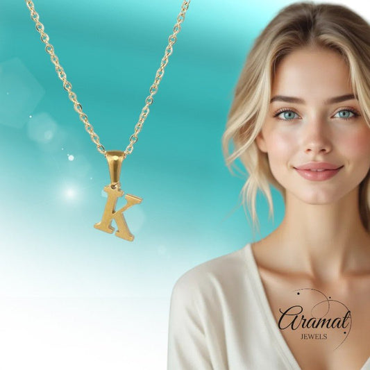Stalen Letter Ketting goudkleur - Aramat Jewels - Halskettingen - cadeautip