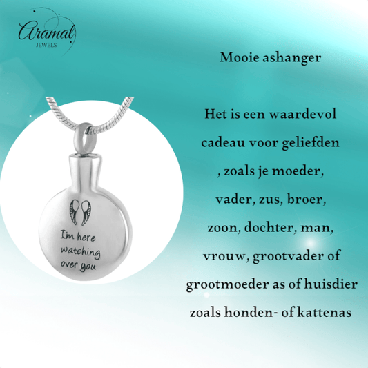 Stalen Urnhanger Iβm Here Watchingβ - hang440 - 9302 - Gedenkhangers kopen# - 30mm - alles - ashangers