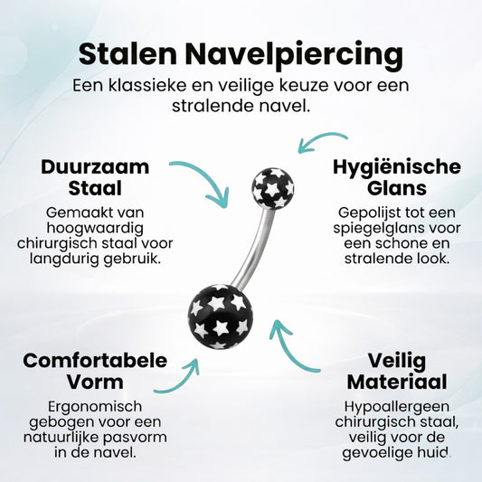 Stijlvolle Sterren Stalen Navelpiercing