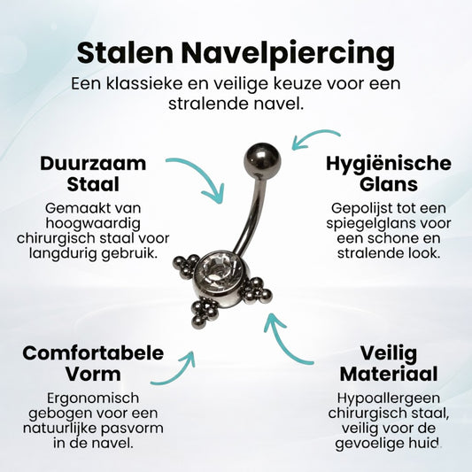 Transparante Zirkonia Dots Navelpiercing