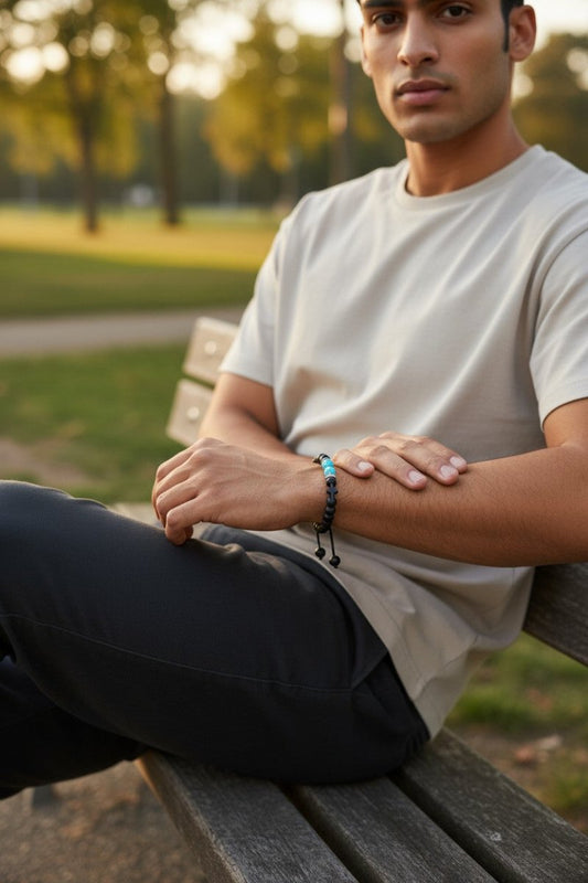 Verstelbare Zwarte Turkoois Armband - Aramat Jewels - Armbanden - cadeautip