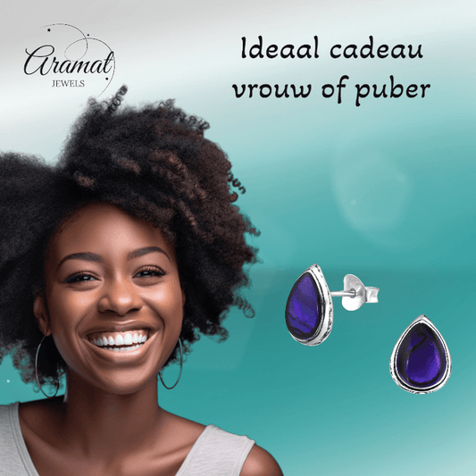 Zilveren Druppel Oorbellen Abalone 10x8 mm - oor876 - 30899 - Oorbellen kopen# - 10mm - 925 Zilver - Abalone