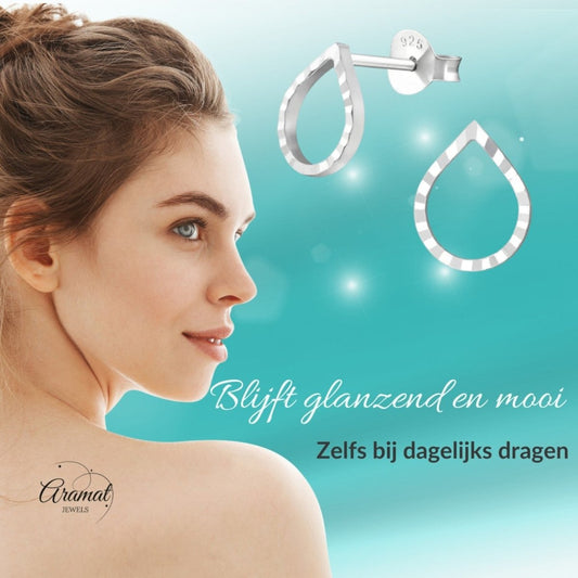 Zilveren Druppelvormige Oorbellen - Aramat Jewels - Oorbellen - cadeautip