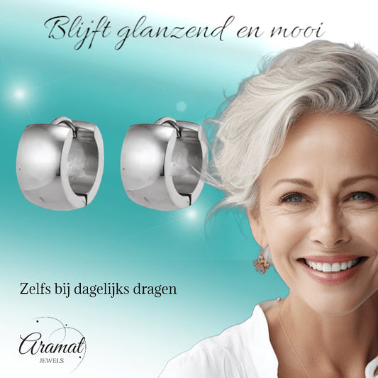 Zilverkleurige stalen oorringen 13 mm - oor5794 - se20005 - Oorringen kopen# - 13mm - alles - cadeau