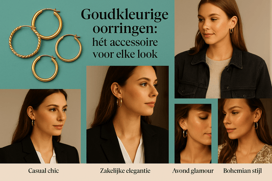 Goudkleurige oorringen creolen RVS dames heren Aramat Jewels