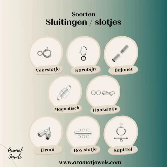 Soorten sluitingen halskettingen armbanden karabijn magneet Aramat Jewels