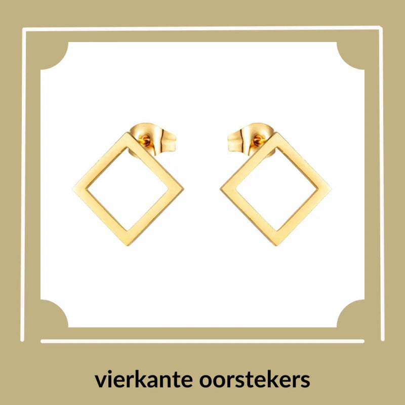 Stoere vierkante oorbellen - Aramat Jewels