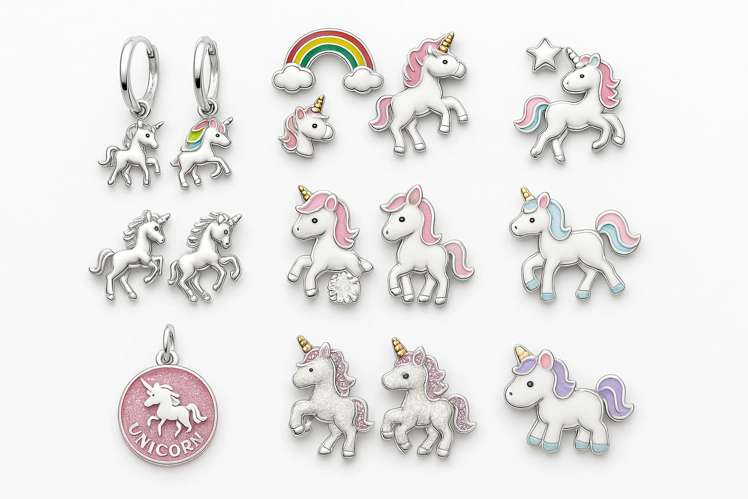 zilveren eenhoorn oorbellen - Aramat Jewels